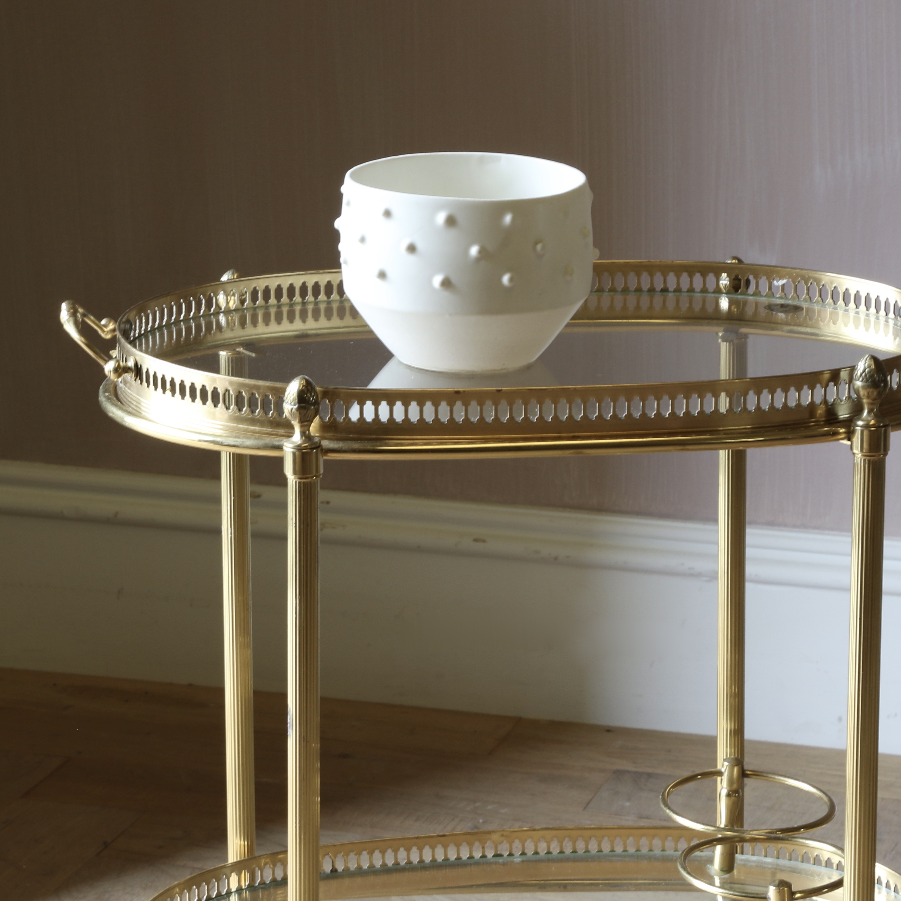 A Small French Brass Bar Cart